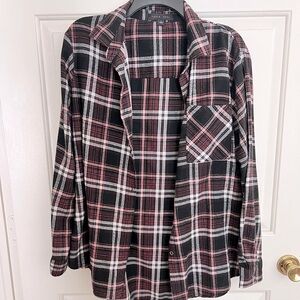 Large Faded Glory Pink and black flannel with breast pocket